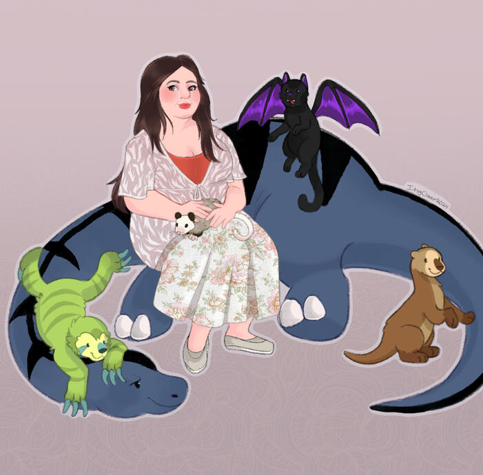 Me with Nyx, Tiki, River, Vernon, & Corky